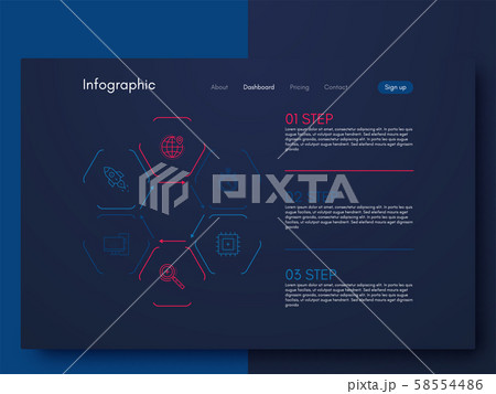 Vector graphics infographics with six options. Template for creating mobile applications, workflow Vector graphics infographics with six options. Template for creating mobile applications, workflow 58554486