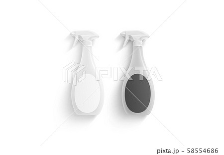 Blank spray bottle with black and white label mockup, isolated 58554686