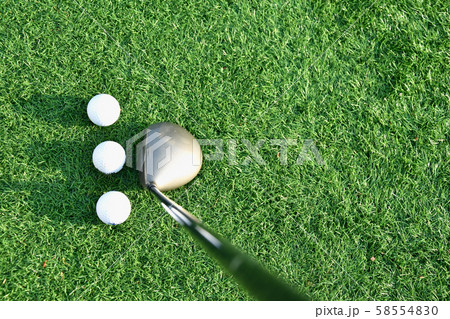 Stick with a ball on an artificial golf course Stick with a ball on an artificial golf course 58554830