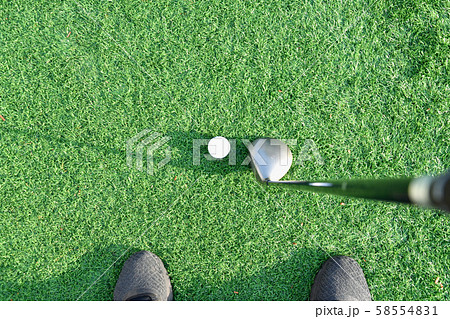 Stick with a ball on an artificial golf course Stick with a ball on an artificial golf course 58554831