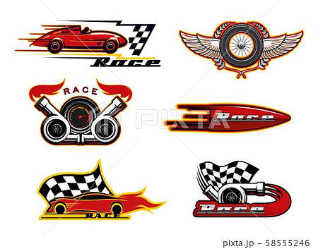 Racing Cars Speedometer And Flag Motor Sportのイラスト素材