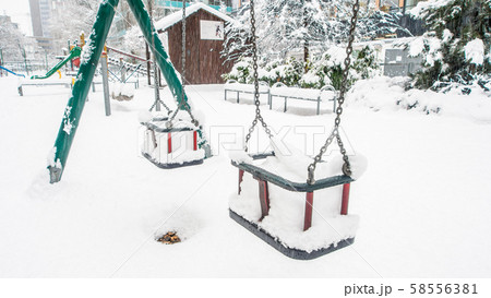 extreme snowfall in european city 58556381