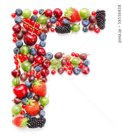 letter made of fresh ripe berry fruits letter made of fresh ripe berry fruits 58556838