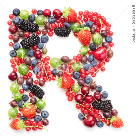 letter made of fresh ripe berry fruits letter made of fresh ripe berry fruits 58556839