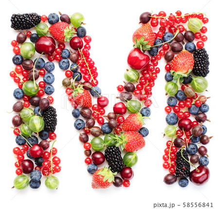 letter made of fresh ripe berry fruits letter made of fresh ripe berry fruits 58556841