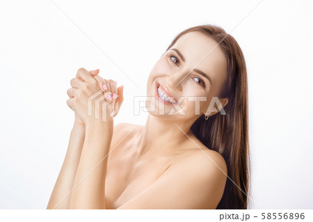 Smiling happy girl with white teeth and healthy Smiling happy girl with white teeth and healthy 58556896