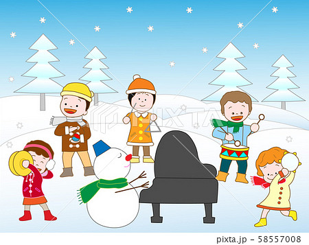子どもたちの冬の演奏会のイラスト素材