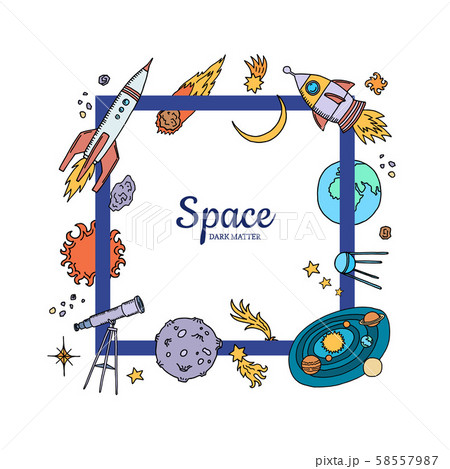 Vector hand drawn space elements flying 58557987