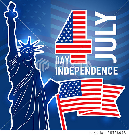 Independence day 4 july poster. Design template with Statue of Freedom USA placard with place for 58558048