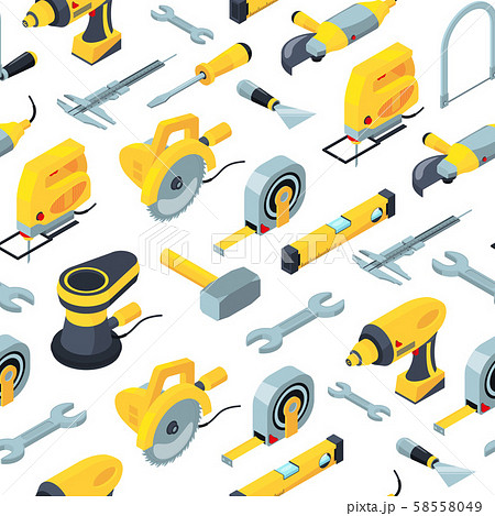 Vector construction tools isometric icons background or pattern illustration 58558049
