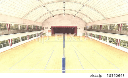 体育館　バレーボール　試合　イラスト64 58560663