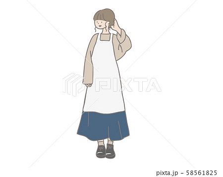 エプロンをつけた女の子のイラスト素材 [58561825] - PIXTA