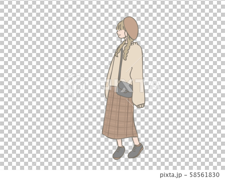 おしゃれな女の子 ベレー帽のイラスト素材