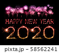 2020 happy new year fireworks written sparklers at 58562241