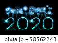 2020 happy new year fireworks written sparklers at 58562243