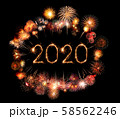 2020 happy new year fireworks written sparklers at 58562246
