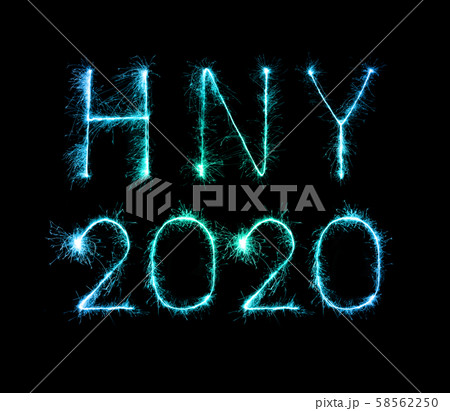 2020 happy new year fireworks written sparklers at 58562250