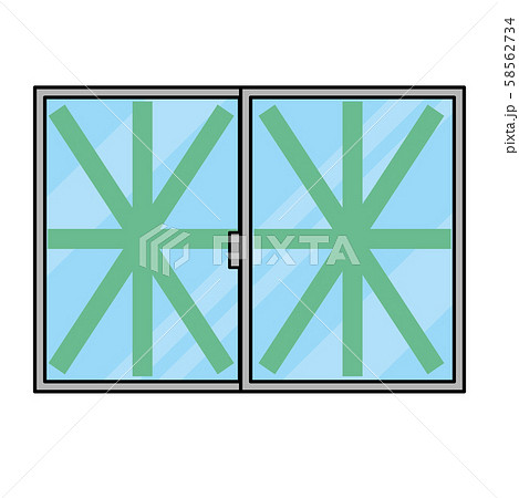 養生テープを貼った窓 養生テープを貼った窓 58562734