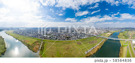 空撮　江戸川から都心方向を望む 58564836
