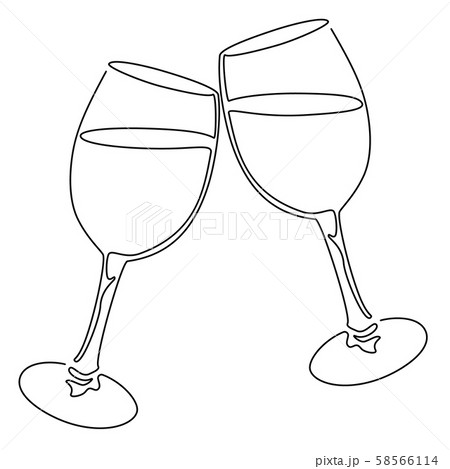 Continuous Line Drawing Glasses Of Wine のイラスト素材