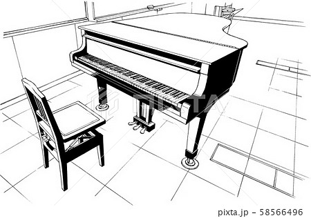 漫画風ペン画イラスト 学校 音楽室のイラスト素材