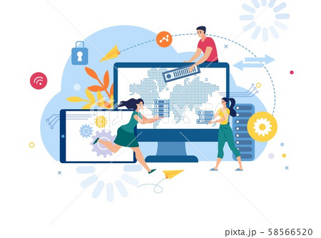 Cloud Service Data Backup Flat Vector Concept Cloud Service Data Backup Flat Vector Concept 58566520