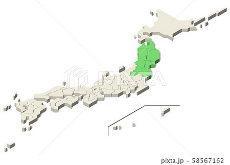 日本地図 東北地方 離島 Set 4 のイラスト素材
