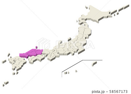 日本地図 中国地方 離島 Set 4 のイラスト素材