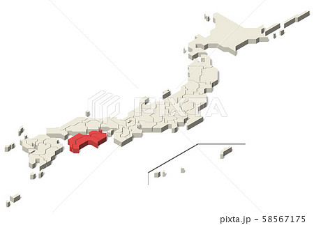 日本地図 四国地方 離島 Set 4 のイラスト素材