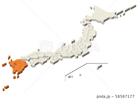 日本地図 九州地方 離島 Set 4 のイラスト素材