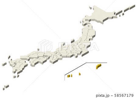 日本地図 沖縄地方 離島 Set 4 のイラスト素材