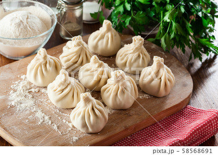 Raw Georgian dumplings - Khinkali (Chinkali) with 58568691
