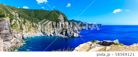 大瀬崎断崖　パノラマ　【長崎県五島市】 58569121