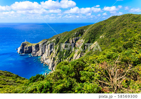大瀬崎断崖と大瀬崎灯台　【長崎県五島市】 58569300