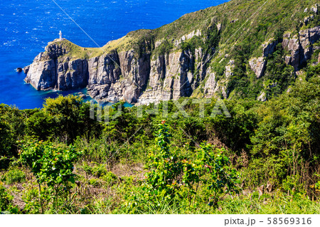 大瀬崎断崖と大瀬崎灯台　【長崎県五島市】 58569316