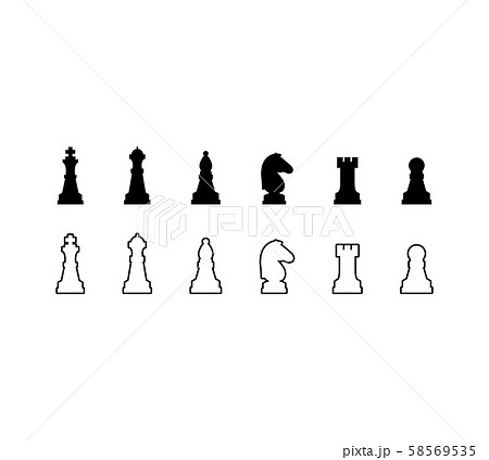 Chess pieces black and white icons Chess pieces black and white icons 58569535