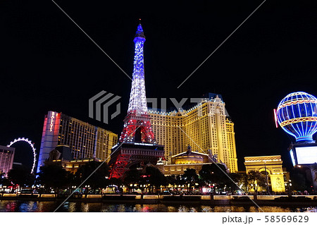 ラスベガスの風景(パリスホテルの夜景) ラスベガスの風景(パリスホテルの夜景) 58569629