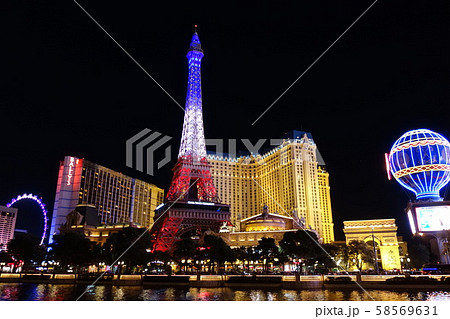 Eiffel Tower And Planet Hollywood Resort Stock Photo - Download