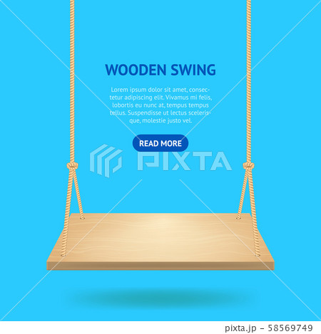 Realistic Detailed 3d Hanging Wooden Swing Card. Vector Realistic Detailed 3d Hanging Wooden Swing Card. Vector 58569749