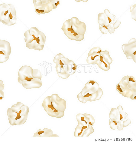 Realistic Detailed 3d Element Popcorn Seamless のイラスト素材 Realistic Detailed 3d Element Popcorn Seamless のイラスト素材