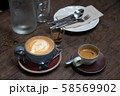 espresso shot and Latte Art on table 58569902