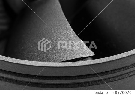 Blades of a computer fan close-up on a gray 58570020