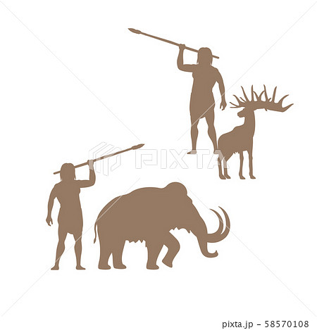 Silhouettes of ancient man and animals Silhouettes of ancient man and animals 58570108