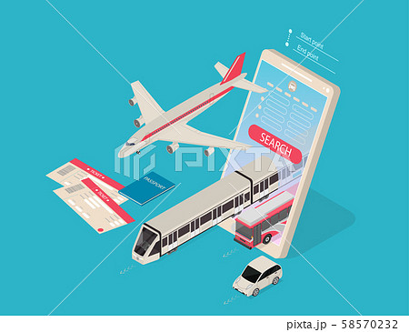 Online Purchase or Booking Concept 3d Isometric View. Vector Online Purchase or Booking Concept 3d Isometric View. Vector 58570232