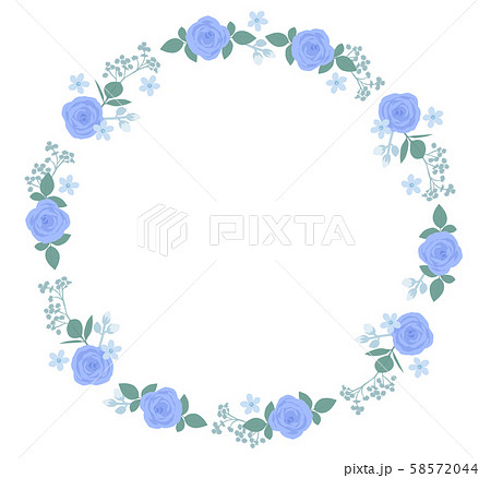 青い薔薇のフレームのイラスト素材