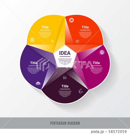 Vector circle infographic. Template for diagram, graph, presentation and chart. Business concept with five options, parts, steps or processes. Abstract background 58572059