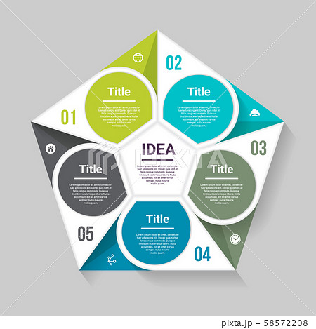 Vector pentagon infographic. Template for diagram, graph, presentation and chart. Business concept with five options, parts, steps or processes. Abstract background Vector pentagon infographic. Template for diagram, graph, presentation and chart. Business concept with five options, parts, steps or processes. Abstract background 58572208