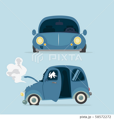 Car before and vehicle after repair Car accident Car before and vehicle after repair Car accident 58572272