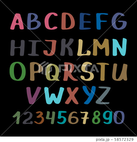 Calligraphy alphabet on black background 58572329