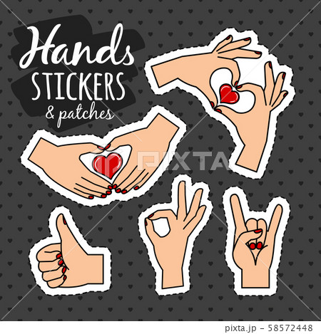 Quirky style human hands stickers set Quirky style human hands stickers set 58572448
